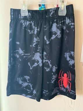 Marvel Spiderman Black Marble Swim Shorts with Red Spider Graphic from kohls